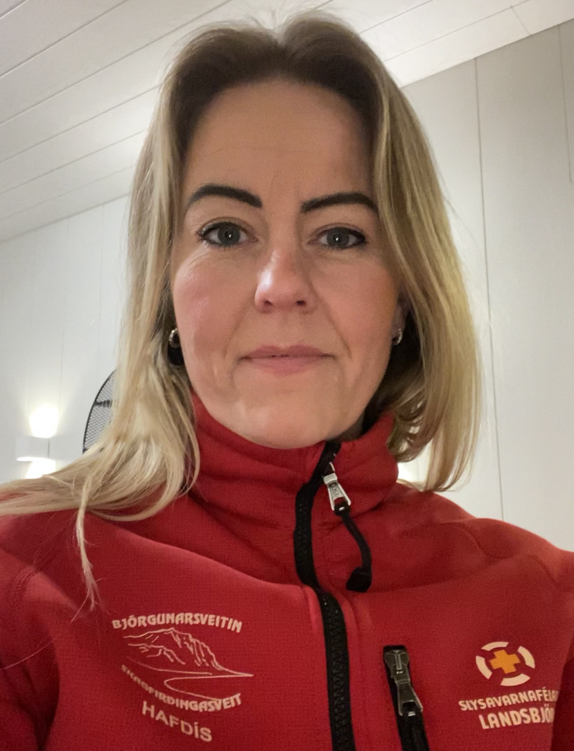 Hafdís Einarsdóttir in a red Skagfirðingasveit rescue team fleece
