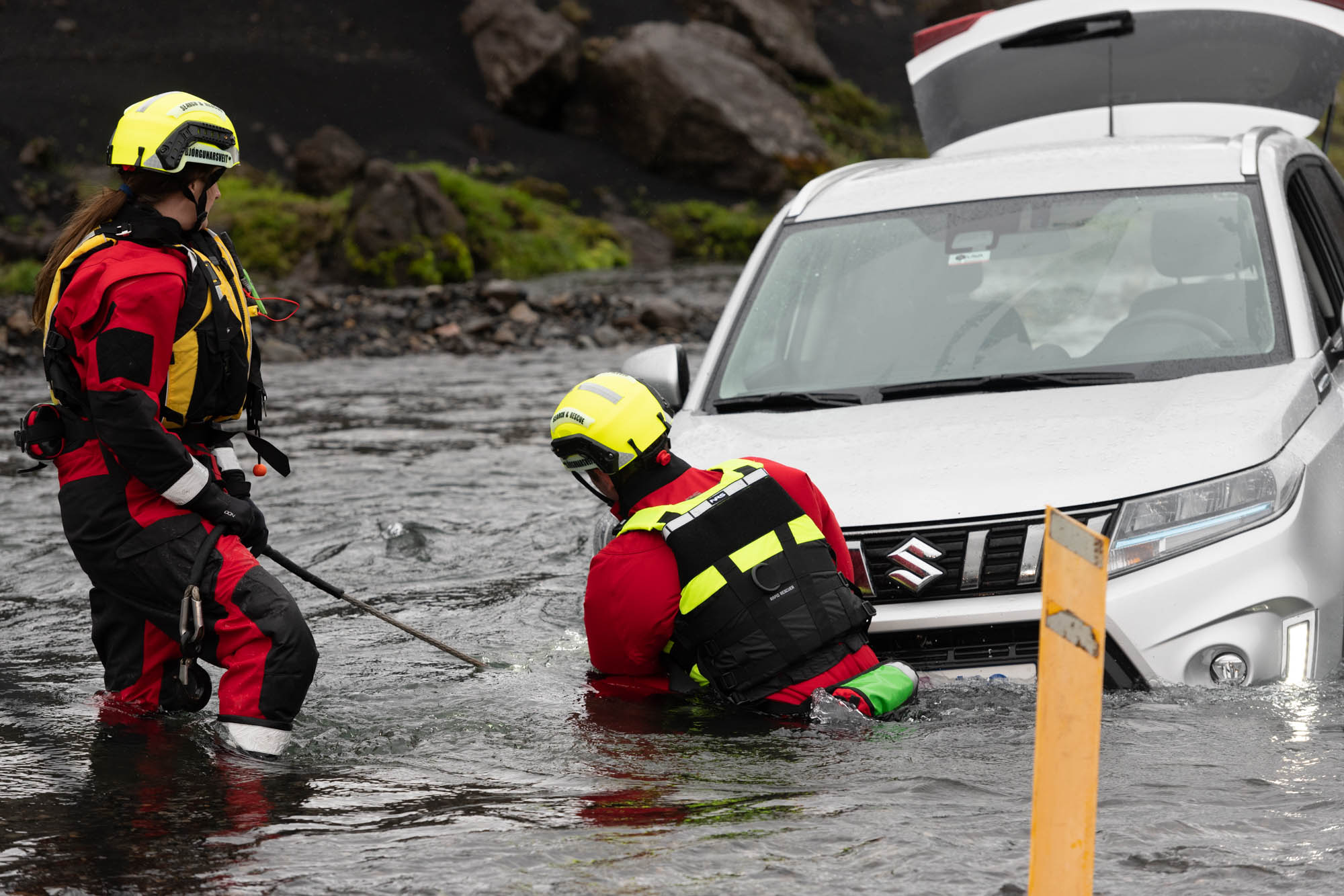 Rescue team volunteers in the field